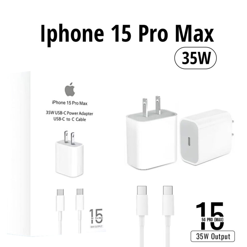 35W USB-C Power Adapter & Cable for iPhone 15 Pro Max (US Pin) - SHOJEE