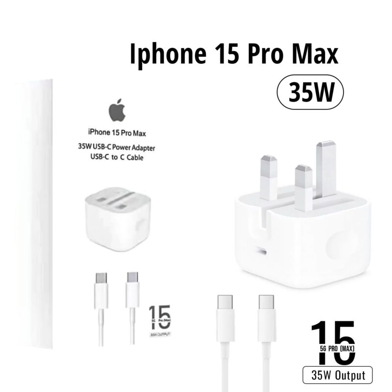 35W USB-C Power Adapter & Cable for iPhone 15 Pro Max (UK Pin) - SHOJEE
